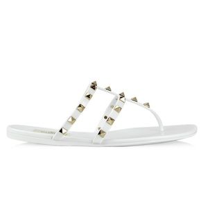 Valentino Rockstud T-Strap Flat Slide Sandals